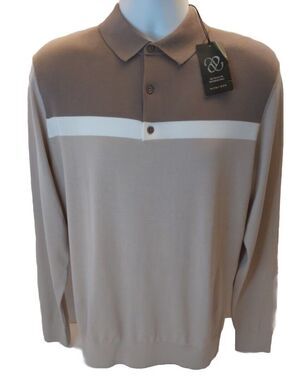 Altairega Mens Quarter Button Pull Over Lightweight Knitwear Sweater M tan NWT